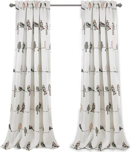 Miniatura 7 de Lush Decor Rowley Birds - Cortinas de pájaros para oscurecer la habitación, juego para sala, comedor, dormitorio (par), 52 pulgadas de ancho x 84