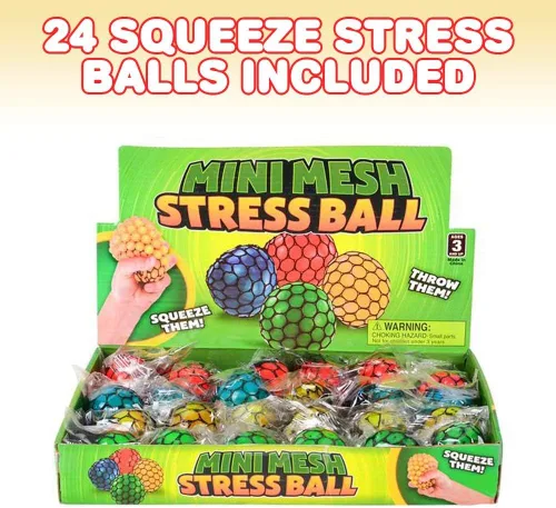 Miniatura 2 de ArtCreativity Pelotas antiestrés de malla de 1.75 pulgadas para niños, paquete de 24, juguetes para apretar en varios colores para aliviar