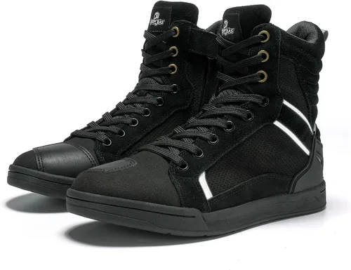 Miniatura 11 de BORLENI Botas de motocicleta para calle, zapatos de conducción antideslizantes, para senderismo al aire libre, trabajo, zapatos de trabajo