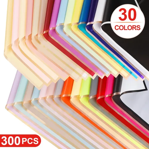 Miniatura 2 de FF Sgdfc 300 hojas de papel de regalo de flores con borde dorado, impermeable, ramo de embalaje, suministros de ramo de floristería para bodas