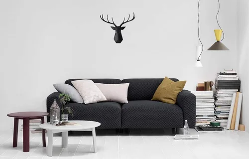 Miniatura 3 de YJ Home Decoración de pared con cabeza de ciervo, negro, 23.3 pulgadas de ancho x 21.3 pulgadas de alto Taxidermia sintética, diseño geométrico