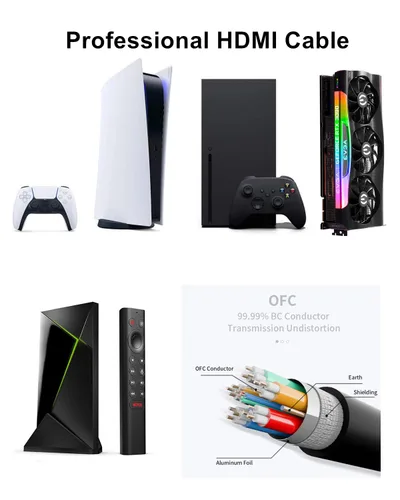 Miniatura 4 de Ubluker Cable HDMI de 10K 8K 4K 4K 48Gbps 1.5 pies, cable HDMI de ultra alta velocidad certificado 4K 240Hz 144Hz 120Hz 8K60Hz 0.01ms HDR10+ eARC