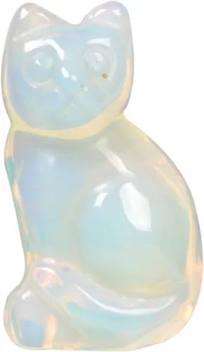 Miniatura 19 de Justinstones Escultura de gato tallada de cristal de cuarzo, estatua de gato de animal gatito de 1.181 in, mini figura de gato sentado de cristal