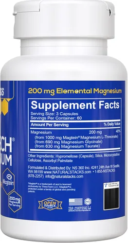Miniatura 11 de MagTech Suplemento de Magnesio - 3 Formas de Magnesio: Magtein L-Threonate, Glicinato y Taurato - Complejo de Magnesio Quelatado de 200mg - Apoya