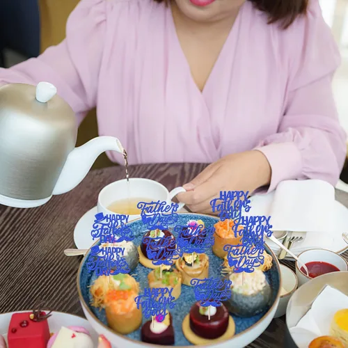 Miniatura 7 de Paquete de 24 adornos para cupcakes con purpurina para el Día del Padre, para el mejor papá, sombrero de bigote, decoraciones para tartas