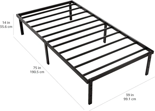 Miniatura 2 de Amazon Basics - Base de cama robusta y antideslizante de plataforma tamaño individual con almacenamiento, soporte de listones de acero, sin ruido