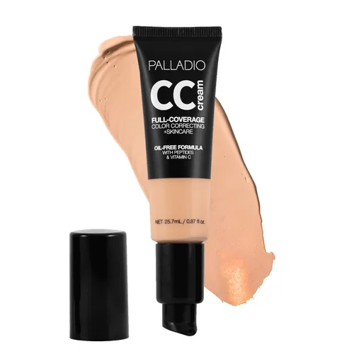Miniatura 12 de Palladio Crema CC de Corrección de Color de Cobertura Completa, Sin Aceite con Péptidos y Vitamina C, Base de Cobertura Ajustable
