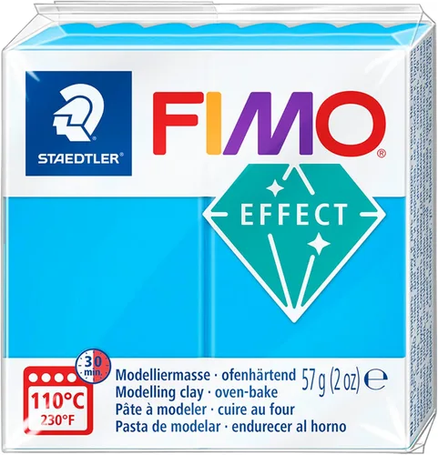 Staedtler FIMO Effects Arcilla Polimérica - Arcilla para Hornear en Horno para Joyería, Escultura, Azul Translúcido 8020-374