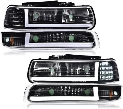 Miniatura 24 de CNNELL Juego de faros LED DRL estilo relámpago y luces de estacionamiento de esquina Lig compatibles con F150 Expedition 1997-2002/Ford F150