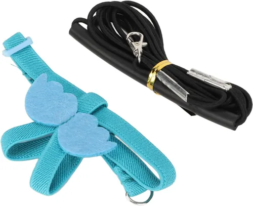 Miniatura 8 de PerGar Parrot Bird - Correa de arnés para pájaros, cuerda de entrenamiento ajustable de nailon antimordidas, correa de tracción para mascotas al Azul