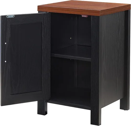 Miniatura 4 de Kings Brand Furniture Sendero Mesita de noche auxiliar con armario de almacenamiento, moderna y elegante mesita de noche con estante