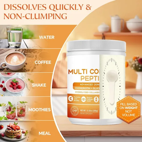 Miniatura 7 de NATURE TARGET Multi-Péptidos de Colágeno en Polvo para el Apoyo de las Articulaciones, Colágeno Hidrolizado para Mujeres y Hombres con MSM + GC