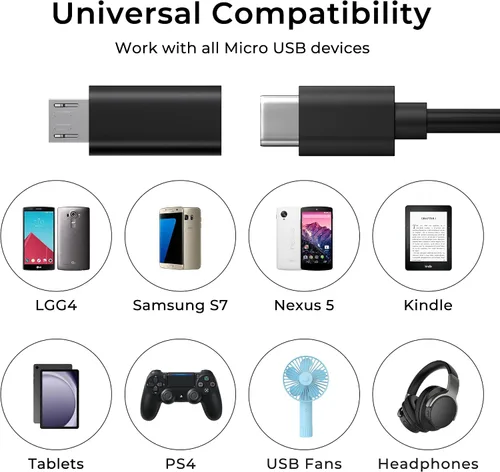 Miniatura 2 de Paquete de 3 adaptadores USB C a Micro USB, USB tipo C hembra a micro USB macho, sincronización de datos compatible con Samsung Galaxy S7 S6 Note 5