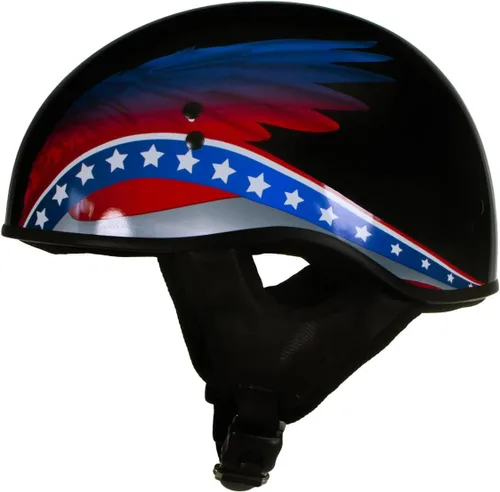 Miniatura 6 de Hot Leathers HLT68 Eagle Wings Black Advanced DOT - Casco de calavera para motocicleta, para hombres y mujeres