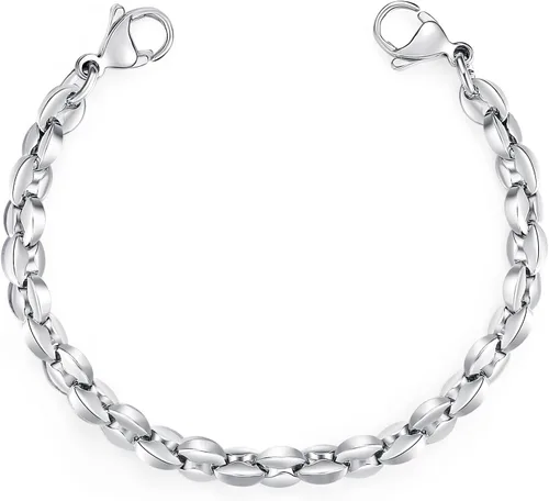 Miniatura 11 de LinnaLove Cadena intercambiable de acero inoxidable para pulseras de identificación de alerta médica para mujeres y hombres, No es una piedra