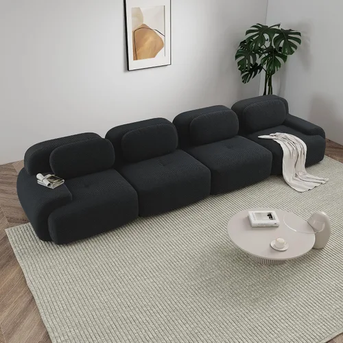 Miniatura 18 de Sofá modular sin hueso de 117 pulgadas, sofá modular en forma de L para sala de estar, sofá comprimido con asiento profundo, sofá nube de pana