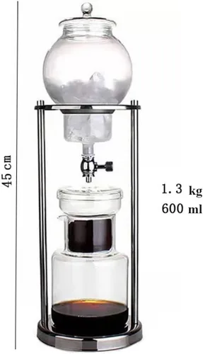 Miniatura 6 de Cafetera de goteo de hielo, máquina portátil de café en frío, cafetera de goteo en frío de 20.3 fl oz, torre de preparación fría para oficina en casa