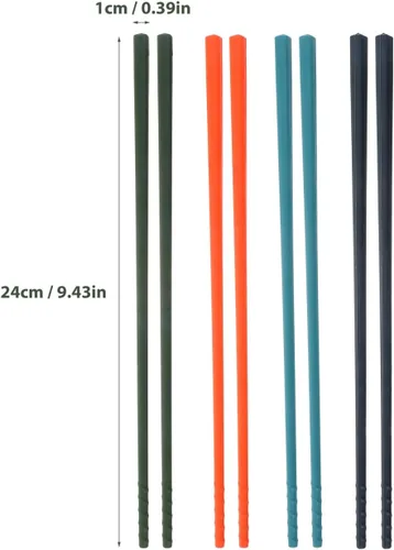 Miniatura 8 de SHOWERORO 4 pares de palillos de silicona con núcleo de acero de 9.44 pulgadas, resistentes al calor, antiadherentes, reutilizables, para el hogar