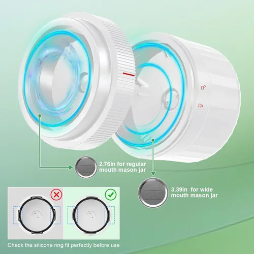 Miniatura 5 de VP06+ - Sellador al vacío para tarros de masón, sellador al vacío eléctrico para tarros con tapas Mason de boca ancha y regular, sellador de vacío