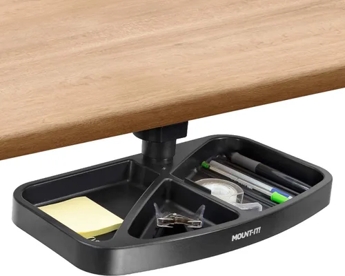 Miniatura 2 de Mount-It! Cajón montado debajo del escritorio, bandeja giratoria debajo del escritorio para clip de papel, bolígrafo y otros suministros de oficina
