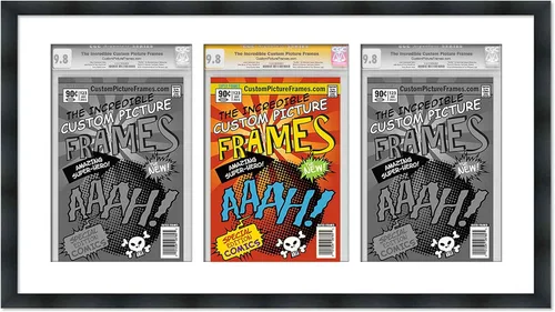 Miniatura 103 de Marco negro para cómics graduados Marco completo de cómics con paspartú de conservación negro y acrílico de grado UV Hecho para exhibir (6)