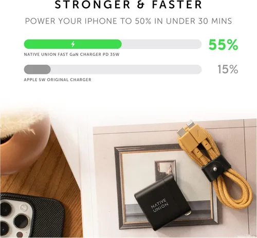 Miniatura 6 de Native Union Fast GaN Charger PD 35W - Cargador USB-C ultra compacto habilitado para entrega de energía de hasta 35 W - para MacBook Air, iPads