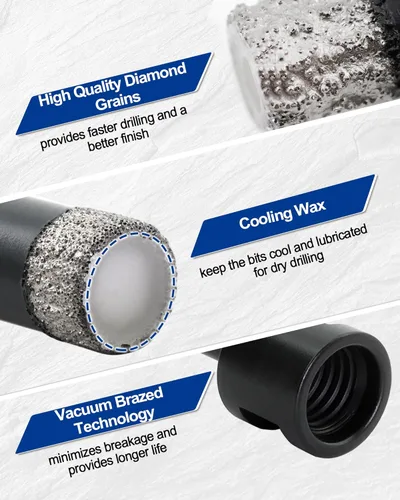 Miniatura 5 de SHDIATOOL Brocas de núcleo de diamante, 2 unidades de 1/4 de pulgada para porcelana, cerámica, ladrillo, ladrillo al vacío, sierra de agujero