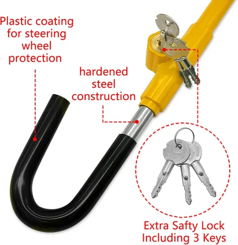 Miniatura 2 de KAYCENTOP Bloqueo de Volante de Coche a Pedal de Freno Auto Seguridad Producto Antirrobo Dispositivo de Bloqueo Amarillo Brillante Universal