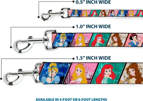 Miniatura 3 de Correa para perro Disney Princess Poses Castle Blocks 4 pies de largo 1.0 pulgadas de ancho