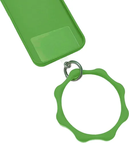 Miniatura 15 de Correa de silicona en forma de corazón para teléfono, correa de muñeca para teléfono celular con soporte para llavero, universal compatible con Negro