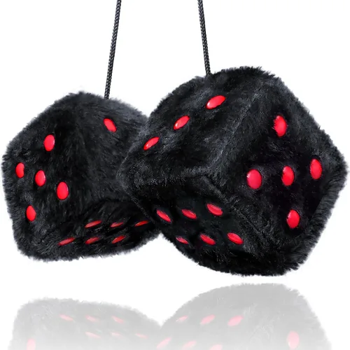 Miniatura 14 de Dados Peludos Negros Accesorios para Automóvil – Accesorios de Coche de Felpa Rosa Lindos para Interior – Adornos Decorativos Colgantes de Felpa