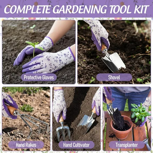 Miniatura 4 de Juego de 21 Herramientas de Jardinería de Servicio Pesado, Regalos de Jardinería para Mujeres, Esposa, Abuela, Herramientas de Mano para Jardín