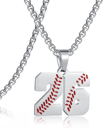 Miniatura 92 de SKQIR Colgante de número de jersey de béisbol para hombres y niños - Cadena de acero inoxidable para atletas - Negro