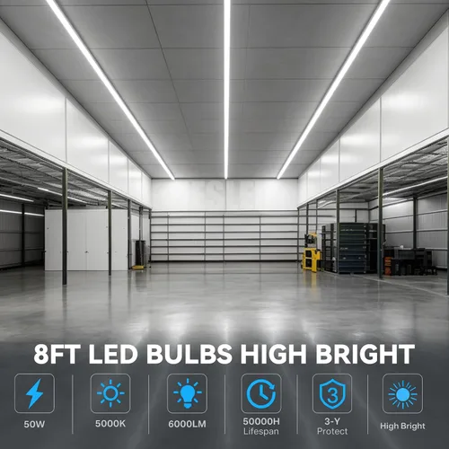 Miniatura 2 de JESLED Tubo de luz LED T8/T10/T12 de 8 pies, base FA8 de un solo pasador, 50W 6000LM 5000K luz blanca diurna, bombilla fluorescente LED