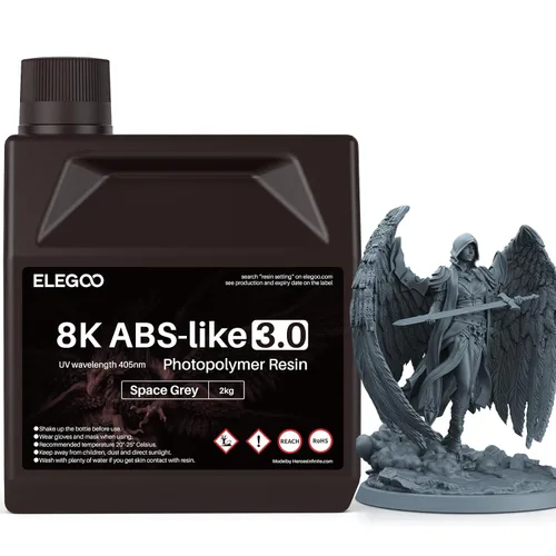 Miniatura 19 de ELEGOO 8K Resina similar a ABS 3.0, Resina de fotopolímero de curado UV 405nm, Resina ABS mejorada para impresión 3D, mayor precisión, menor