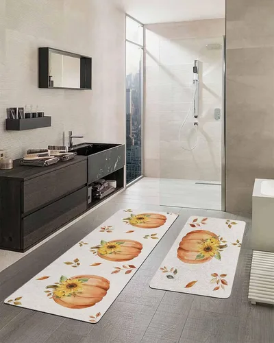 Miniatura 2 de Tapete de baño de arpillera con calabaza para bañera, antideslizante, de secado rápido y absorbente, tierra de diatomeas, fregadero, dormitorio
