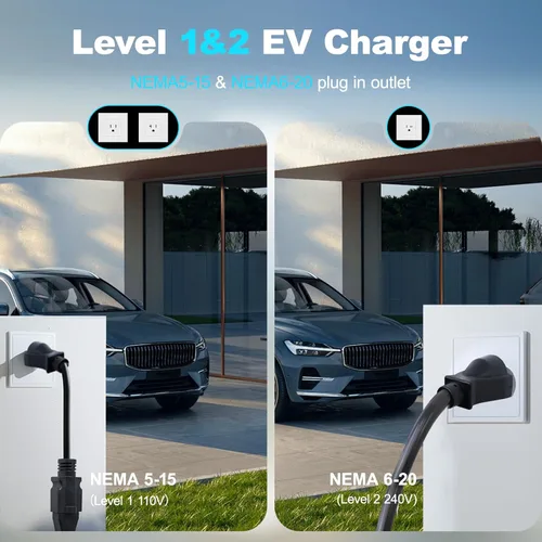 Miniatura 3 de Cargador EV de nivel 1 y 2 actualizado 2026 de 16 A, 3.5 KW, cable de 20 pies y adaptador doble NEMA (5-15/6-20) - Cargador de coche eléctrico