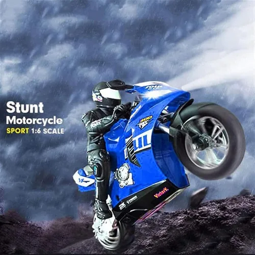 Miniatura 5 de Motocicleta a control remoto, auto stunt de equilibrado automático de alta velocidad de una rueda, 1/6 de escala, linterna LED giratoria 360, mejor