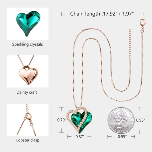 Miniatura 5 de Love Heart Pendant Necklaces for Women Crystals Jewelry Gifts for Women Her Girlfriend Mother's Wife Christmas Birthday Anniversary Valentines Day