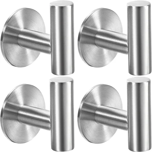 Miniatura 12 de Vuzvuv Ganchos adhesivos para toallas de acero inoxidable SUS304 de níquel cepillado, resistentes al agua, gancho autoadhesivo para bata de baño