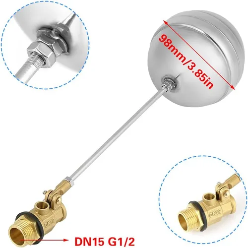 Miniatura 6 de Válvulas de bola de flotador de acero inoxidable, DN15 G1/2 Bolas flotantes Bolas flotantes Automático Nivel de Agua Sensor de Control de Flujo