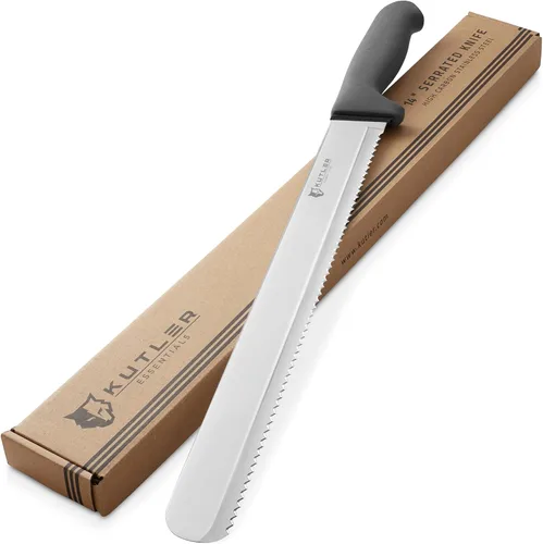KUTLER Profesional Cuchillo de pan de 14 pulgadas y cortador de pastel con borde dentado - Cuchería de acero inoxidable ultra afilada