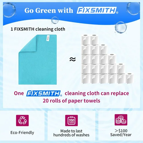 Miniatura 6 de FIXSMITH Paño de limpieza de microfibra, paquete de 12, toallas multifuncionales, tamaño: 12 x 16 pulgadas, trapos altamente absorbentes, sin 3