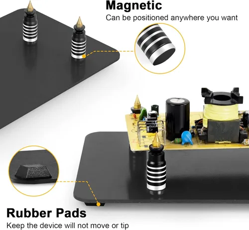 Miniatura 7 de Manos magnéticas que ayudan a soldar tercera mano, soporte para placa de circuito PCB con lámpara de aumento LED 3X, soporte para pistola de aire