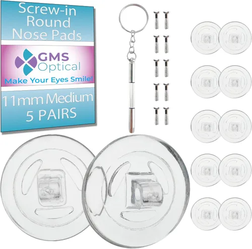 Miniatura 9 de GMS Optical - 11mm Medium Wide Screw-in Round Soft Silicone Nose Pads for Glasses, Sunglasses, Glasses Repair Kit, Keep Glasses from Sliding and