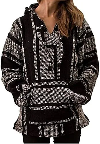 Miniatura 2 de Del Mex Mexican Baja - Poncho tipo sudadera con capucha diseño de surf estilo hippie