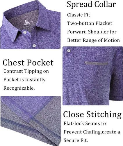 Miniatura 53 de V VALANCH Polo de golf de manga corta para hombre, estilo casual, con cuello que absorbe la humedad