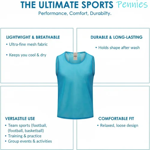Miniatura 5 de Pinnies Scrimmage - Camiseta de práctica Penny para jóvenes, adultos, baloncesto, fútbol, voleibol 6 naranja + 6 azul