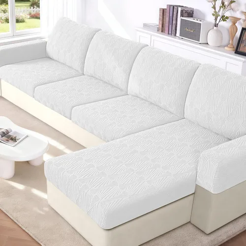 Miniatura 14 de VANSOFY Fundas de cojín para sofá seccional, Fundas de cojín de sofá de jacquard elásticas, Fundas protectoras lavables para muebles de sofá