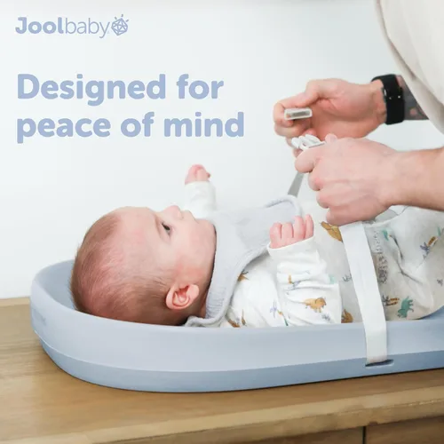 Miniatura 8 de Jool Baby Cambiador de bebé impermeable, fácil de limpiar, ligero y portátil, cojín de espuma grande para mayor comodidad (azul)